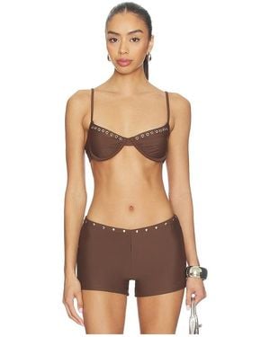 With Jean Julia Studded Bikini Top - Brown