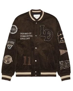 Les Deux Corduroy Varsity Jacket - Black