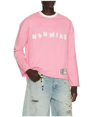 NAHMIAS Varsity Logo Long Sleeve Shirt - Pink