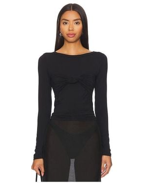 The Line By K Modal Blend Knotted Long Sleeve Top - Black