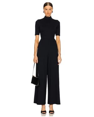 Susana Monaco Mock Neck Short Sleeve Jumpsuit - ブラック