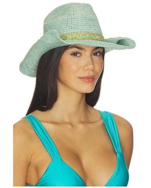 Flora Bella Skyler Crochet Raffia Cowboy Hat - Blue
