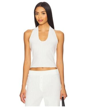 VIR VITA Pointelle Halter Top - White