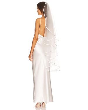 Ofrenda Studio Boline Satin Trim Veil - White
