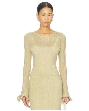 Jonathan Simkhai Maebry Long Sleeve Crewneck Top - Natural