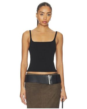 St. Agni Slim Square Neck Knit Top - Black