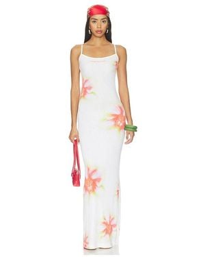 CASABLANCA Printed Soft Ribbed Dress - White