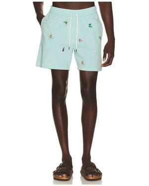 Polo Ralph Lauren Stretch Seersucker Traveller Swim Trunk - Blue