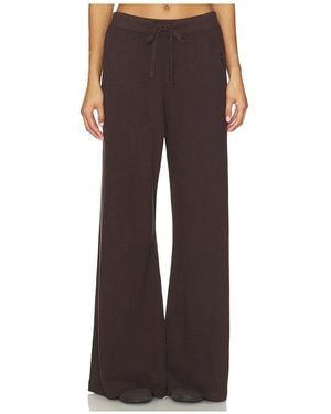 ÉTERNE Drawstring Lightweight French Terry Wide Leg Sweatpant - Brown