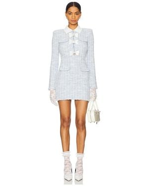 Self-Portrait Check Collared Knit Mini Dress - White
