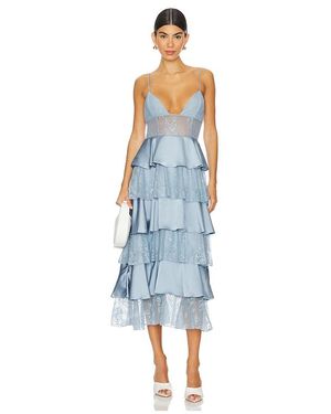 WeWoreWhat Tiered Lace Midi Dress - Blue