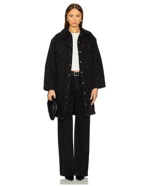 Levi's Lange Gefütterte Jeansjacke Longline - Schwarz
