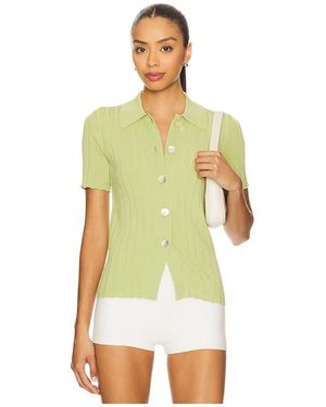 Pistola Dominique Ribbed Short Sleeve Cardigan - Yellow