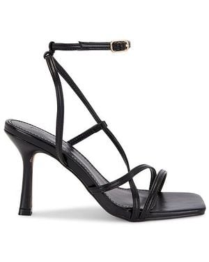 superdown Strappy Square-Toe Faux Leather Heels - Black