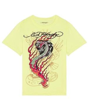 Ed Hardy Cobra Flame Rhinestone Tee - White