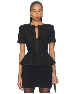 Self-Portrait Sequin Knit Top - Black