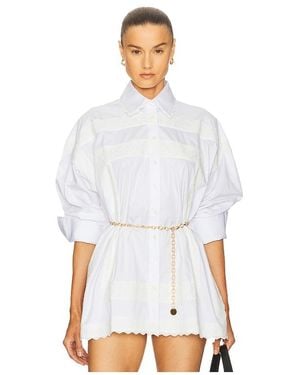 Helsa The Summer Overshirt With Vintage Swiss Embroidery - White