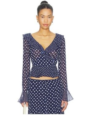 GUIZIO Mallorca Ruffle Wrap Top - Blue