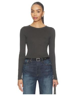 Enza Costa Supima Baby Rib Long Sleeve Cropped Top - Black