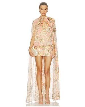 Hemant & Nandita Mini Dress With Cape - Natural