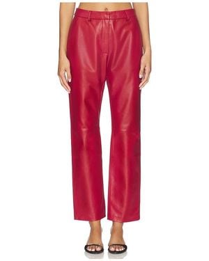 AEXAE Leather Straight Leg Pant - Red