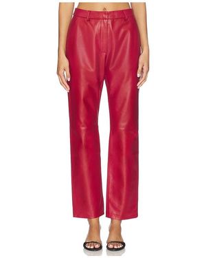 AEXAE Leather Straight Leg Pant - Red