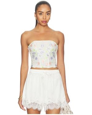 Fleur du Mal Elar Emrboidery Corset Top - White