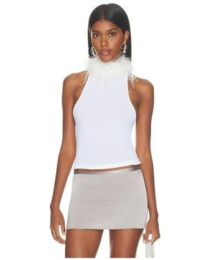 1XBLUE Feather Choker Tank - White