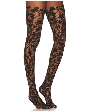 Wolford Graphic Flower Tights - Black