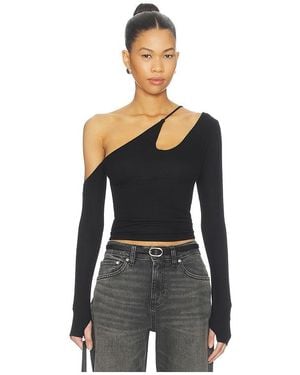 Michael Lauren Usher Asymmetrical Longsleeve Top - Black