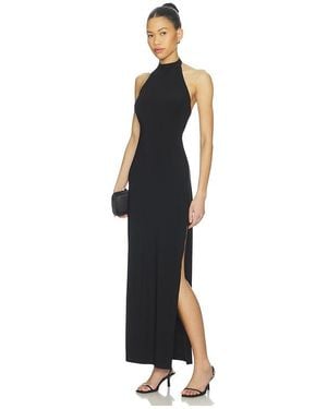 Norma Kamali X Lifestyle Halter Long Dress With Side Slit - Black