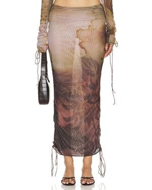 Jaded London Lace Up Printed Maxi Skirt - Multicolor