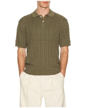 Beams Plus Knit Polo Cable - Green