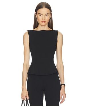 GOOD AMERICAN Soft Stretch Ponte Straight Neck Top - Black