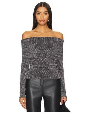 LNA Liya Fold Over Rhinestone Top - Black