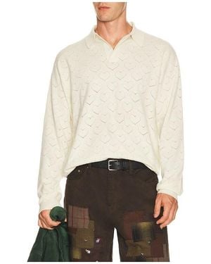 vowels Eyelet Polo - Natural