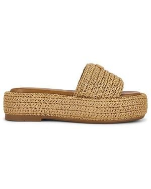 COACH Sculpted C Flatform Raffia Slide - White