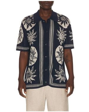 Scotch & Soda Knitted Jacquard Short Sleeve Shirt - Blue
