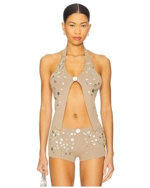 Jaded London Button Knit Halter Top - Orange