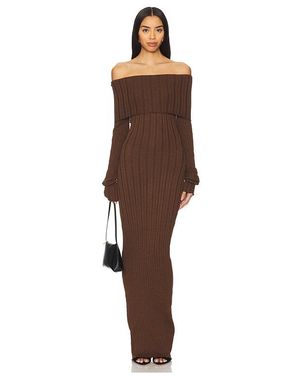 SNDY'S Baha Off The Shoulder Maxi Dress - Brown