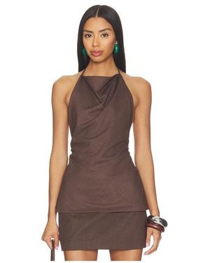 Shona Joy Asher Open Back Cowl Top - Brown