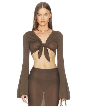 Lovers + Friends Paisleigh Knit Tie Top - Brown
