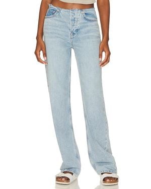 GRLFRND Jordan Low Rise Frayed Waist Boyfriend - Blue