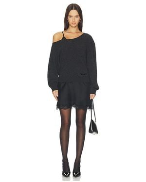 Alexander Wang Pre-Styled Slip Dress With Cut Neckline Sweater - Black