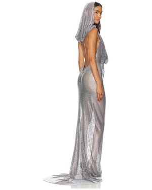 Bronx and Banco Amalia Rhinestone Noir Gown - White