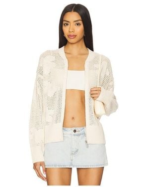Sanctuary Flower Pop Open Stitch Jacket - White