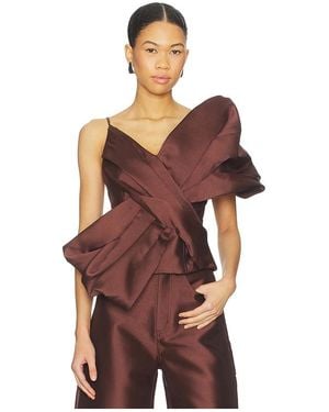 Marques'Almeida Heavy Satin Bow Top - Brown