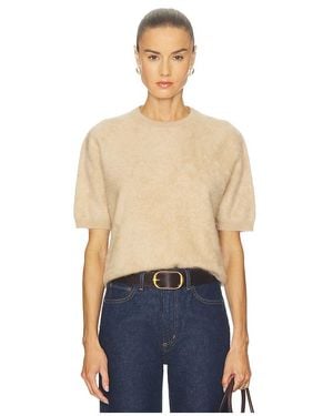 Soft Goat Kurzarm-Top Aus Gebürstetem Stoff - Blau