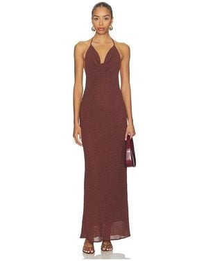 SNDY'S Nadene Diamante Halter Maxi Dress - Red