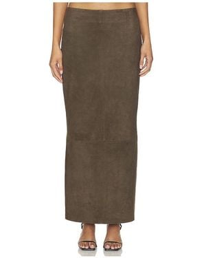 St. Agni Suede Column Skirt - Brown